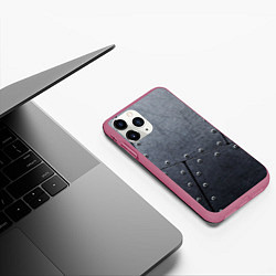 Чехол iPhone 11 Pro матовый Стальные пластины, цвет: 3D-малиновый — фото 2