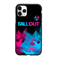Чехол iPhone 11 Pro матовый Fallout - neon gradient: символ сверху, цвет: 3D-черный
