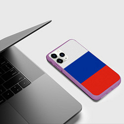 Чехол iPhone 11 Pro матовый Триколор - флаг России плетёный, цвет: 3D-фиолетовый — фото 2