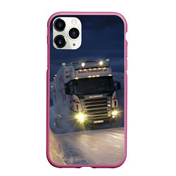 Чехол iPhone 11 Pro матовый Для фуры Scania нет преград, цвет: 3D-малиновый