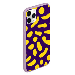 Чехол iPhone 11 Pro матовый Желтые пятна на фиолетовом фоне, цвет: 3D-сиреневый — фото 2