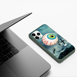 Чехол iPhone 11 Pro матовый Глаз - хэллоуин, цвет: 3D-темно-зеленый — фото 2