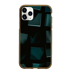 Чехол iPhone 11 Pro матовый Геометрические тёмные кубы, цвет: 3D-коричневый