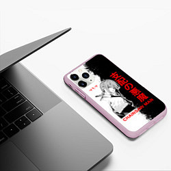 Чехол iPhone 11 Pro матовый Макима - Черно-белый - Человек бензопила, цвет: 3D-розовый — фото 2
