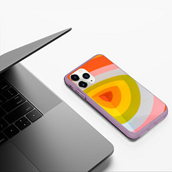 Чехол iPhone 11 Pro матовый Красно-жёлто-оранжевый паттерн, цвет: 3D-сиреневый — фото 2