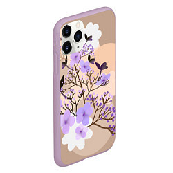Чехол iPhone 11 Pro матовый Цветы и символы, цвет: 3D-сиреневый — фото 2