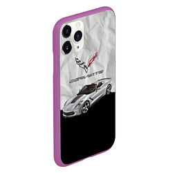 Чехол iPhone 11 Pro матовый Chevrolet Corvette - motorsport, цвет: 3D-фиолетовый — фото 2