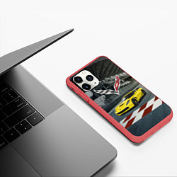 Чехол iPhone 11 Pro матовый Шевроле Корвет - гоночная команда, цвет: 3D-красный — фото 2