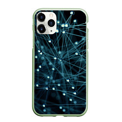 Чехол iPhone 11 Pro матовый Молекулы, цвет: 3D-салатовый