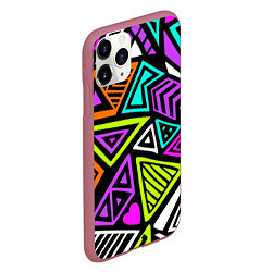 Чехол iPhone 11 Pro матовый Abstract geometric shapes, цвет: 3D-малиновый — фото 2