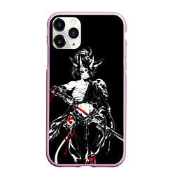 Чехол iPhone 11 Pro матовый Кибер девушка самурай, цвет: 3D-розовый