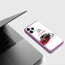 Чехол iPhone 11 Pro матовый Ситроен спорт - эскиз, цвет: 3D-фиолетовый — фото 2