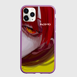 Чехол iPhone 11 Pro матовый Человек-бензопила взгляд Макимы, цвет: 3D-фиолетовый