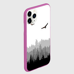 Чехол iPhone 11 Pro матовый Птицы над лесом, цвет: 3D-фиолетовый — фото 2