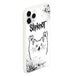 Чехол iPhone 11 Pro матовый Slipknot рок кот на светлом фоне, цвет: 3D-белый — фото 2
