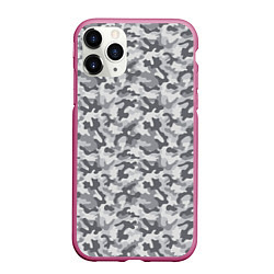 Чехол iPhone 11 Pro матовый Камуфляж М-21 серый, цвет: 3D-малиновый