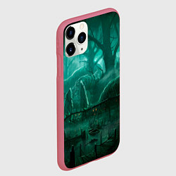 Чехол iPhone 11 Pro матовый Причал у болота, цвет: 3D-малиновый — фото 2