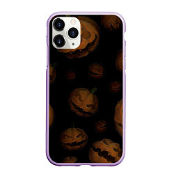 Чехол iPhone 11 Pro матовый Парящие тыквы Джека, цвет: 3D-сиреневый