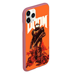 Чехол iPhone 11 Pro матовый DOOM - Doomguy, цвет: 3D-малиновый — фото 2