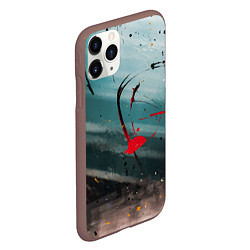 Чехол iPhone 11 Pro матовый Абстрактные пластины в синем тумане и краски, цвет: 3D-коричневый — фото 2