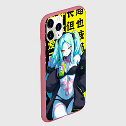 Чехол iPhone 11 Pro матовый Ребекка и иероглифы - Киберпанк аниме, цвет: 3D-малиновый — фото 2