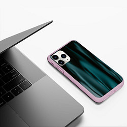 Чехол iPhone 11 Pro матовый Абстрактные волны в темноте, цвет: 3D-розовый — фото 2