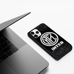 Чехол iPhone 11 Pro матовый Inter с потертостями на темном фоне, цвет: 3D-черный — фото 2