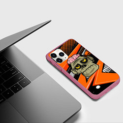 Чехол iPhone 11 Pro матовый Зомби с мозгами, цвет: 3D-малиновый — фото 2