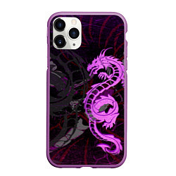 Чехол iPhone 11 Pro матовый Неоновый дракон purple dragon, цвет: 3D-фиолетовый