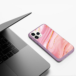 Чехол iPhone 11 Pro матовый Коралловый мрамор, цвет: 3D-сиреневый — фото 2
