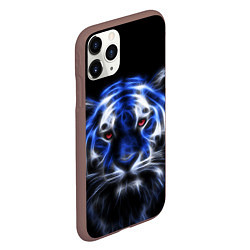 Чехол iPhone 11 Pro матовый Синий неоновый тигр, цвет: 3D-коричневый — фото 2