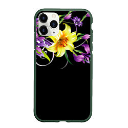 Чехол iPhone 11 Pro матовый Лилии, цвет: 3D-темно-зеленый
