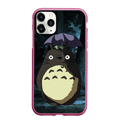 Чехол iPhone 11 Pro матовый Totoro in rain forest, цвет: 3D-малиновый