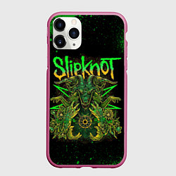 Чехол iPhone 11 Pro матовый Slipknot green satan, цвет: 3D-малиновый