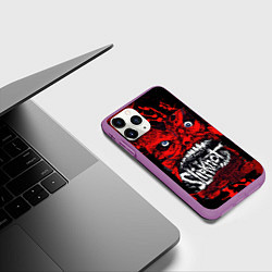 Чехол iPhone 11 Pro матовый Slipknot red blood, цвет: 3D-фиолетовый — фото 2