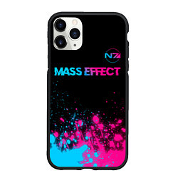 Чехол iPhone 11 Pro матовый Mass Effect - neon gradient: символ сверху