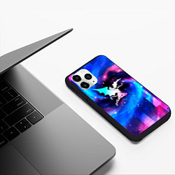 Чехол iPhone 11 Pro матовый Black Sabbath неоновый космос, цвет: 3D-черный — фото 2