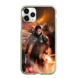 Чехол iPhone 11 Pro матовый Mass Effect N7 - Jane Shepard, цвет: 3D-салатовый