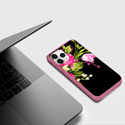 Чехол iPhone 11 Pro матовый Букет цветов, цвет: 3D-малиновый — фото 2