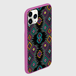 Чехол iPhone 11 Pro матовый Орнамент ацтеков - текстура, цвет: 3D-фиолетовый — фото 2