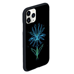 Чехол iPhone 11 Pro матовый Неоновый цветок на черном фоне, цвет: 3D-черный — фото 2