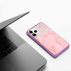 Чехол iPhone 11 Pro матовый Aesthetic visual art pink feathers, цвет: 3D-фиолетовый — фото 2