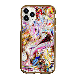 Чехол iPhone 11 Pro матовый Aesthetic visual art galaxy slime, цвет: 3D-коричневый