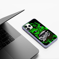 Чехол iPhone 11 Pro матовый Slipknot - green monster по, цвет: 3D-светло-сиреневый — фото 2