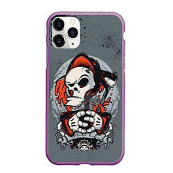 Чехол iPhone 11 Pro матовый Slipknot Скелет, цвет: 3D-фиолетовый