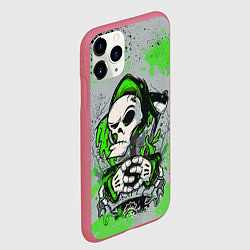 Чехол iPhone 11 Pro матовый Slipknot скелет green, цвет: 3D-малиновый — фото 2