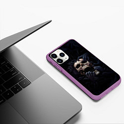 Чехол iPhone 11 Pro матовый Hands on skull, цвет: 3D-фиолетовый — фото 2