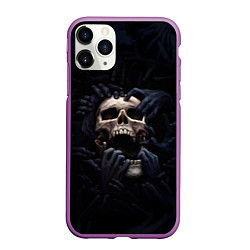 Чехол iPhone 11 Pro матовый Hands on skull, цвет: 3D-фиолетовый