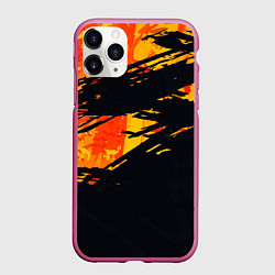 Чехол iPhone 11 Pro матовый Orange and black, цвет: 3D-малиновый