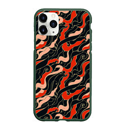 Чехол iPhone 11 Pro матовый Japanese pattern, цвет: 3D-темно-зеленый